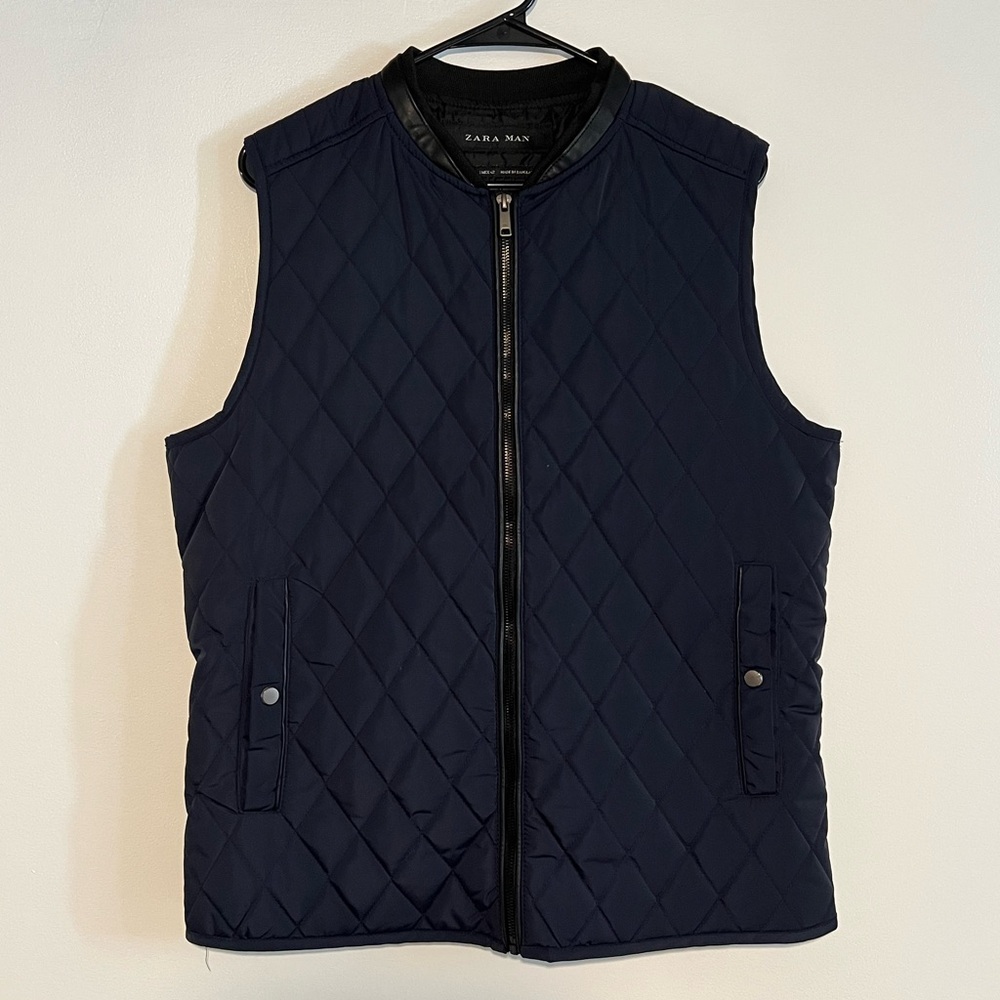 Zara Dark Blue Quilted Vest